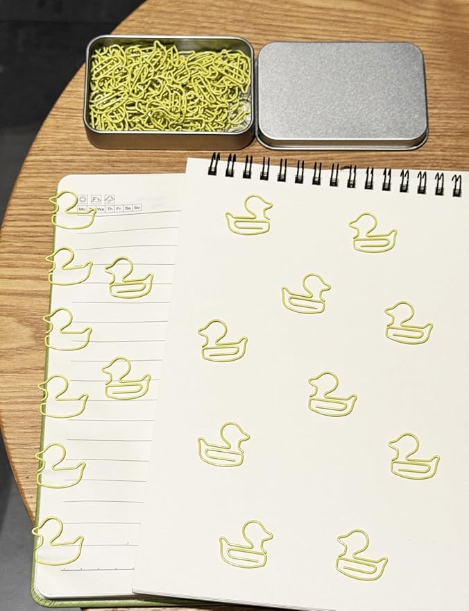 Cute Paper Clips, 60PCS Duck Shaped Paper Clips Animal Bookmarks Clips, Assorted Colors, Fun Office Gifts for Women Men Coworkers Teachers Students Girls Boys, Christmas Gifts
