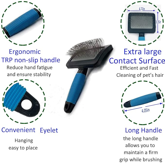 Extra Long Universal Pins Slicker with rubberized Handle,Big Dog Slicker Brush,Extra Long Pin Slicker Brush for Dog Pet Grooming Pins and Deshedding, Groom Like a Professional25mm(1")