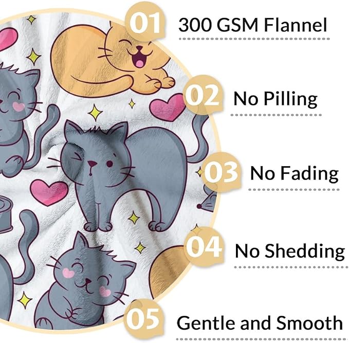 Cat Blanket Gifts - 30"x40" Cute Throw Blanket for Adults Kids - Colorful Soft Plush Throws for Bed, Couch & Travel