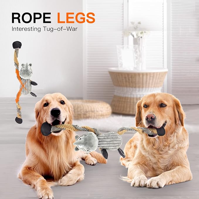 Squeaky Dog Toys for Boredom and Stimulating for Aggressive Chewer Stuffed Interactive Dog Toys for Large Dogs Puppy Toys for Teething Durable Dog Chew Toys