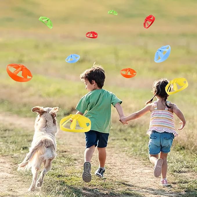 12 Pieces Cat Fetch Toy, Flying Pet Toys Saucer Launcher for Indoor, Disc Toys Training Chasing with Colorful Propellers, Pets Outdoor Toys