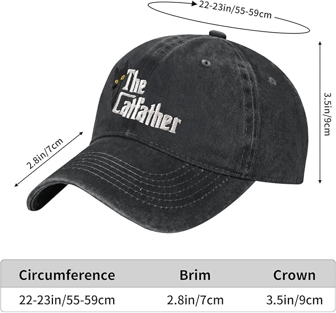 Black Cat Hat,Ragdoll Cat Embroidered Adjustable Cotton Baseball Cap for Men Women,Gifts for Cat Lovers