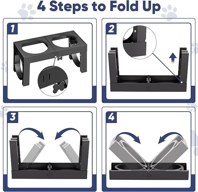 XIAZ Slow Feeder Dog Bowl Elevated Food and Water Bowl Stand for Large Medium Sized Dog, 4 Heights Adjustable, Non-Slip, Durable, Prevents Bloating & Improves Digestion for Dogs