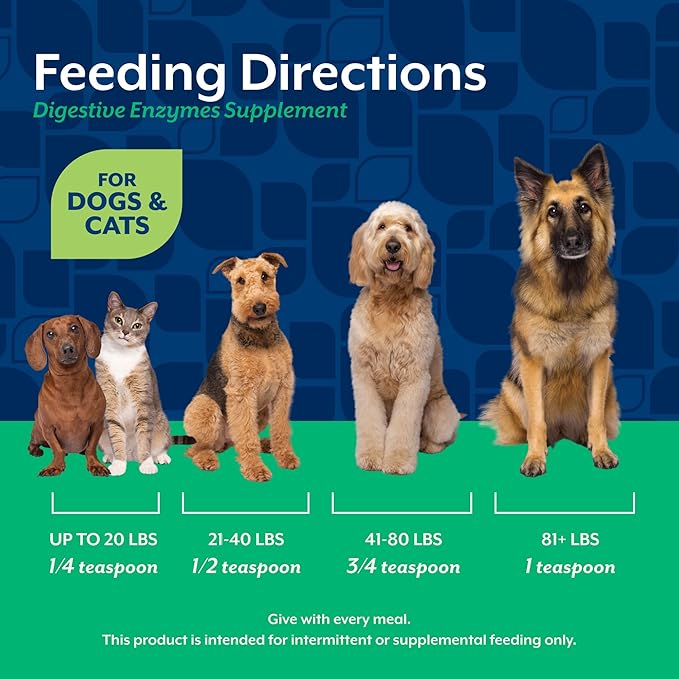 NaturVet – Digestive Enzymes for Dogs - Plus Probiotics & Prebiotics | Helps Support Diet Change & A Healthy Digestive Tract | for Dogs & Cats | 8 oz Powder