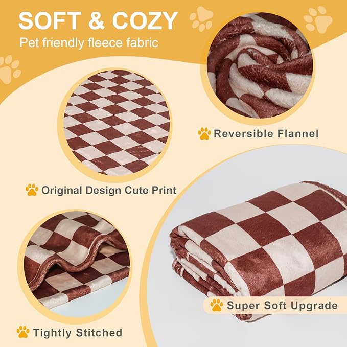Premium Soft Dog Blanket, with Flannel Beige Cute Paw Print,43 * 30 inches, Cat Blanket Puppy Supplies Dog Products Stuff Essentials