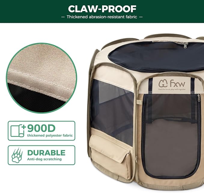 FXW Gotent Unleashed Dog Playpen Designed for Indoor/Outdoor/Travel Use, Suitable for Puppy and Small Dogs, Portable & Foldable, 45 inch│Patent Pending