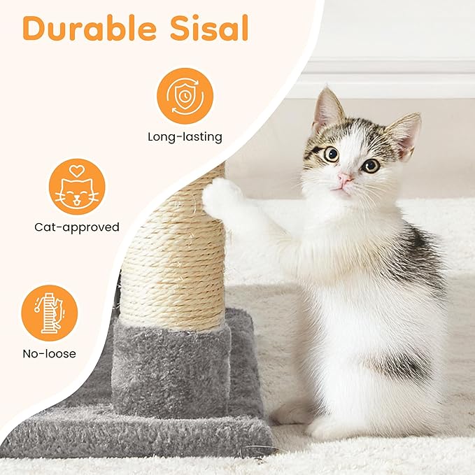 Multi-Level Cat Tree Tower for Large Cats with Scratching Posts, Condos, Perch, Hammocks & Toys, Cat Jungle Gym for Indoor Cats, Ideal for Multi-Cat Households, Grey