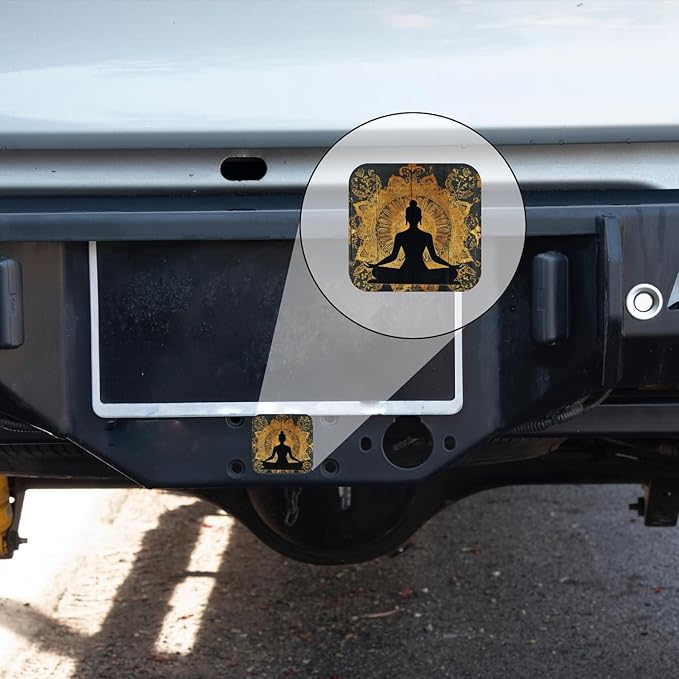 Hitch Cover Fits for 2-Inch Hitch,Meditating Figure in Black and Gold Rubber Trailer Hitch Cover Tube Plug Insert,Car Exterior Accessories, Receiver Tube Hitch Plug