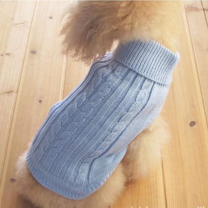 Tangpan Turtleneck Classic Straw-Rope Pro Pet Dog Sweater Apparel (Blue,XL)