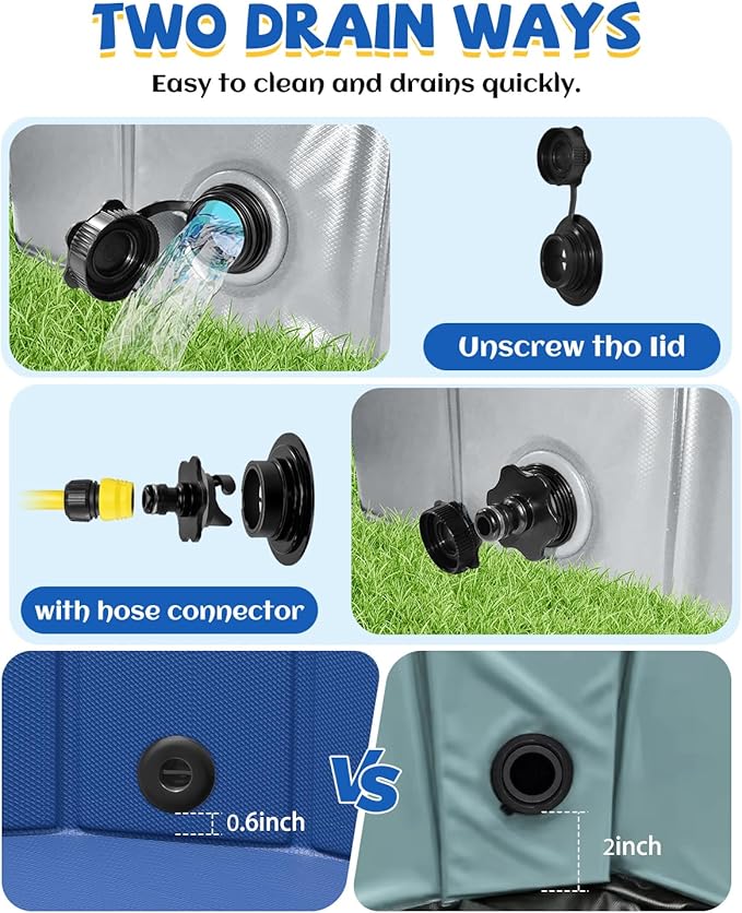 YSJILIDE Portable Dog Pool PVC Pet Swimming Pool Bathtub Collapsible Dog Pool, Hard Plastic Pool for Pets to Swim and Bath (M-39"x 12" Dark Grey)