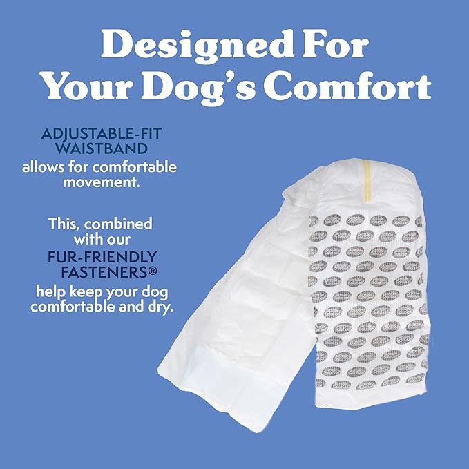 Simple Solution Disposable Dog Diapers Wraps for Male Dogs, True Fit, Absorbent, Leak Proof with Wetness Indicator, Puppy and Doggie Diaper for Peeing, For Small Pets, 12 – 19 Inch Waist, 12 Count