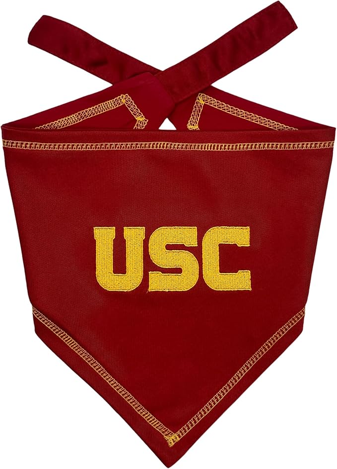 Pets First NCAA USC Trojans TIE Bandana, Size Small/Medium. Dog Bandana Scarf Bib for Pet Cat Dog. The Ultimate Game-Day, Party Bandana