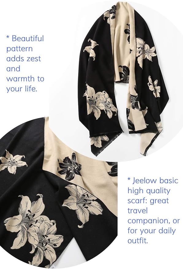 Jeelow Womens Pashmina Shawl Wrap Scarf - Elegant Dressy Evening Poncho Cape for Formal and Wedding Outfits