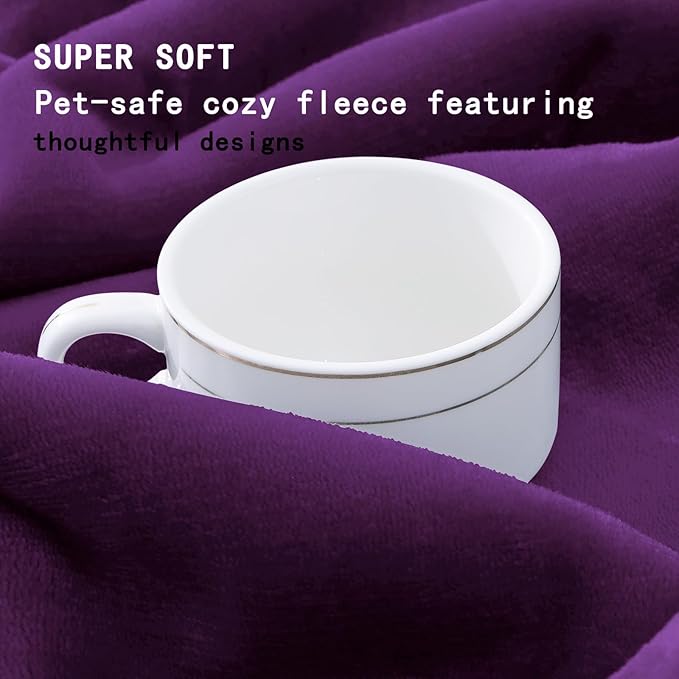 Smiry Waterproof Dog Bed Blanket, Leakproof Pet Throw Blanket for Bed Couch Sofa, Reversible Sherpa Fleece Furniture Protector Cover for Small Medium Large Dogs Cats (Purple, 60x80 inches)