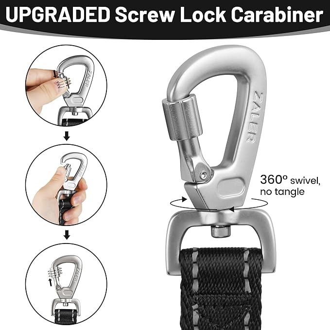 ZALER Short Dog Leash 2 ft, 24 Inches Traffic Leashes for Dogs, Nylon Reflective Dog Lead with Padded Handle, Heavy Duty Pet Leash with Carabiner Clip for Large and Medium Dogs (24" Black)