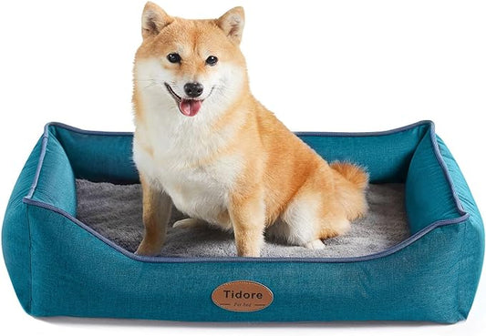 Orthopedic Dog Beds for Medium Dogs, Durable Egg Crate Foam Sofa Dog Bed wit Washable Removable Cover,Waterproof Lining,Pet Bed for Large Dogs (Peacock Blue, 26.4" L x 21.7" W x 6.2" Th)