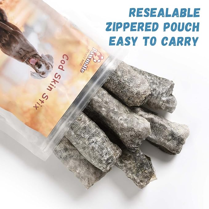 Dog Treats Natural Cod Skin Rolls, Rawhide-Free Chewy Fish Skin Dog Chews for Medium Large Breeds, One-Ingredient Healthy Training Treats Rich in Omega3 & Protein, 10.6 oz
