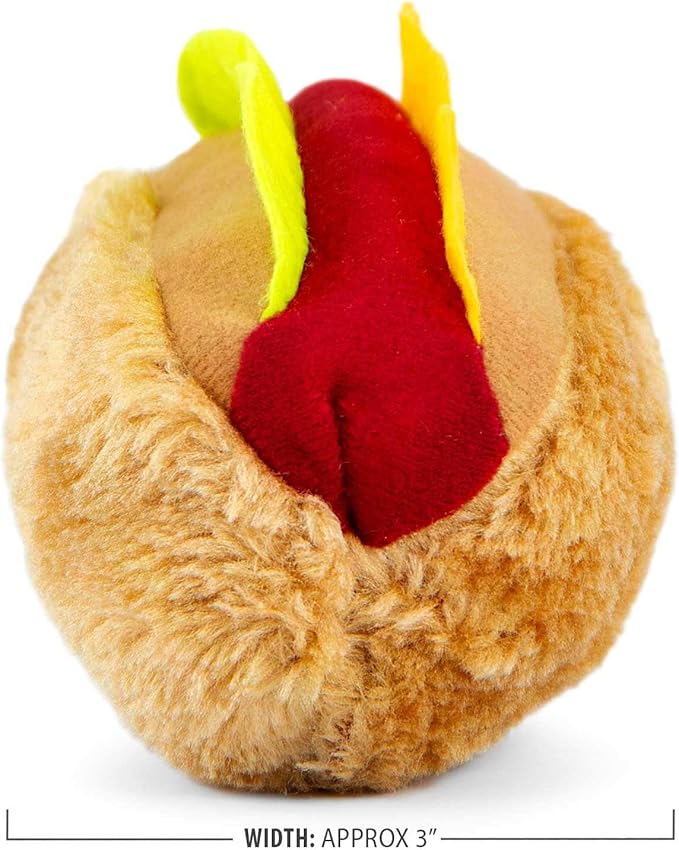 Jeffers Pet Plush Dog Toy with Squeaker, Hotdog 5 1/2" - Soft Crinkle Fabric, Safe & Durable, Healthy Fun for Small & Medium Dogs, Interactive Play, Fetch, Tug - Best Gift for Active Games