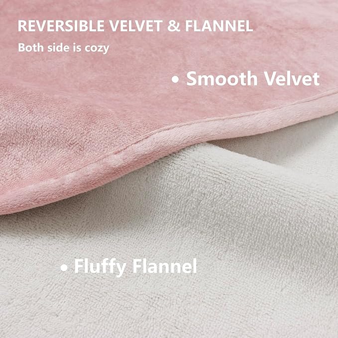 Waterproof Blanket for Bed Protection, Washable Dog Blankets for Couch, Soft Reversible Pet Throw Furniture Protector Cover for Sofa-82"x108",Pink+Cream