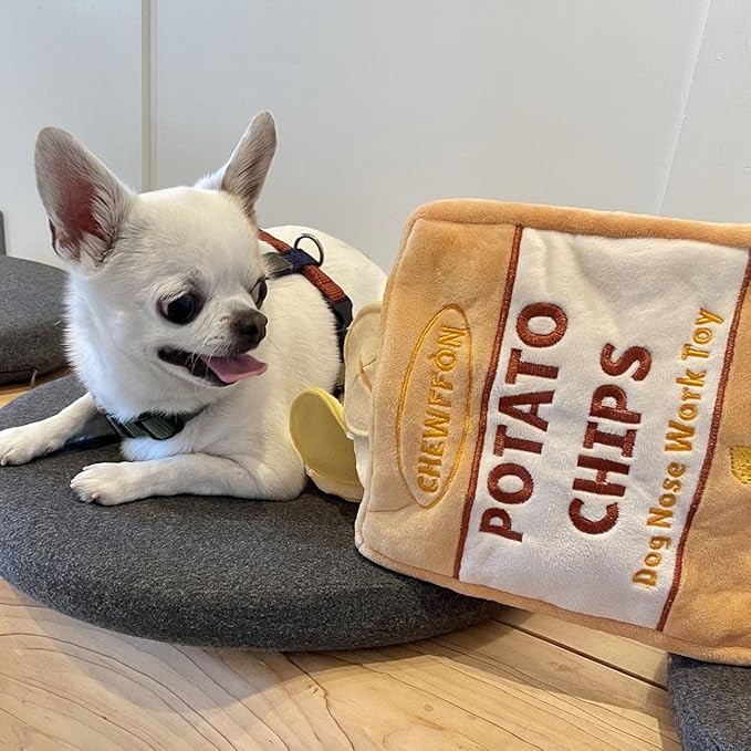 CHEWFFON Dog Enrichment Puzzle Toys, Interactive Snuffle Crinkle Treat Toy for Boredom and Mental Stimulating, Nose Work Potato Chips Dog Toy for Small, Medium and Large Dogs