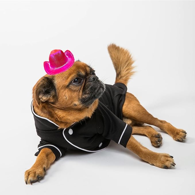Dog Cowboy Hat Cat Cowboy Hat Pet Cowboy Costume Mini Cowboy Hat for Dogs Cat Holiday Halloween Pet Party Decoration (Rose red-style2, Small)