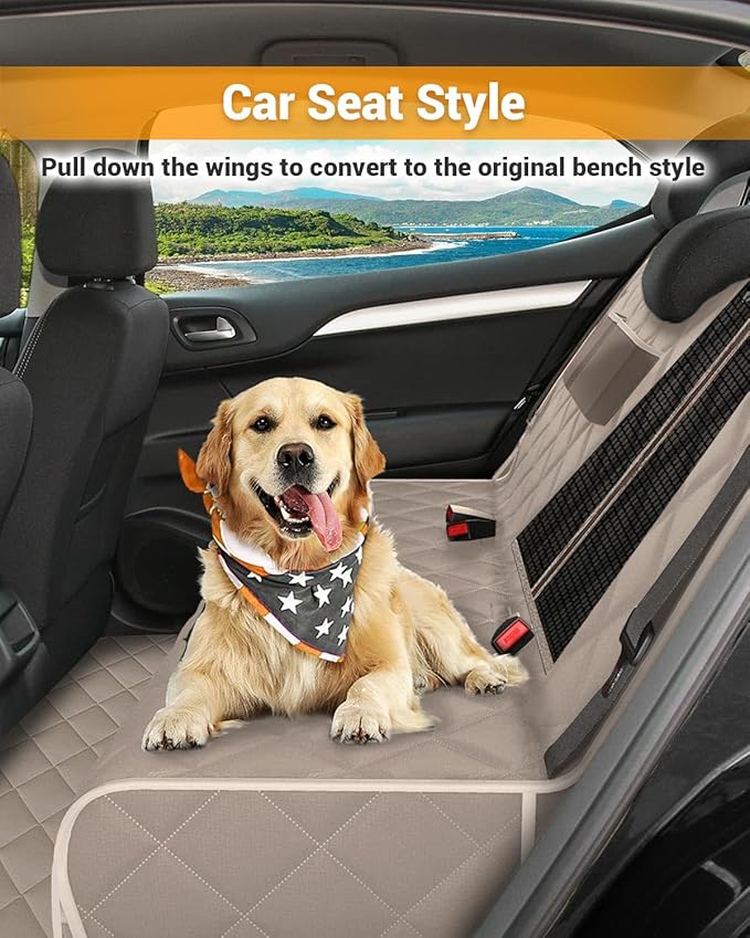 Victoper Dog Car Seat Cover, Heavy Durable Dog Seat Cover for Back Seat, 100% Waterproof Scratch Proof Nonslip Dog Hammock for Car with Side Flap, Pet Back Seat Covers Large 60" W x 64" L