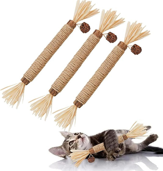 Cat Toys 3Pack Silvervine Chew Stick Kitten Treat Catnip Toy Kitty Natural Stuff Catnip for Cleaning Teeth Indoor Dental Snack Interactive
