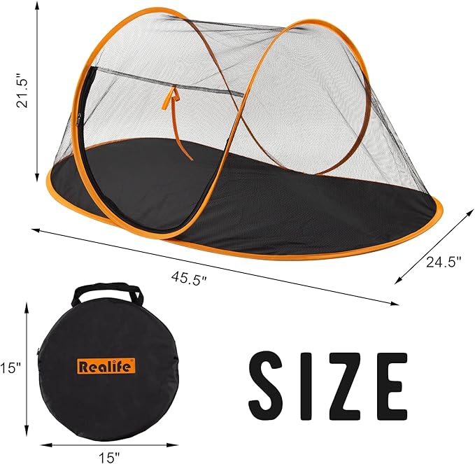 Outdoor Cat Enclosures, Portable Cat Tent for Bearded Dragon, Dogs and Small Animals, Cat Outdoor Tent with Foldable Bag(Orange)