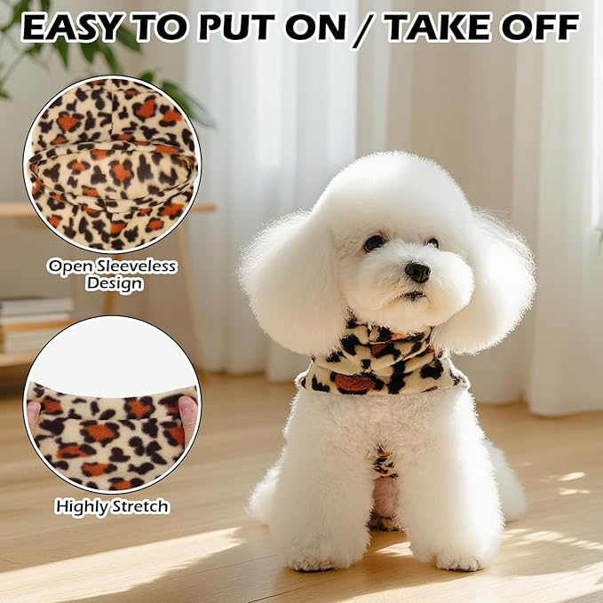 EXPAWLORER Soft Cat Sweater - Leopard Print Sweaters for Cats Only Warm Kitten Clothes, Fall and Winter Pet Coat Pullover Design Feline, Fleece Clothing Also for Puppy Small Dogs, Large