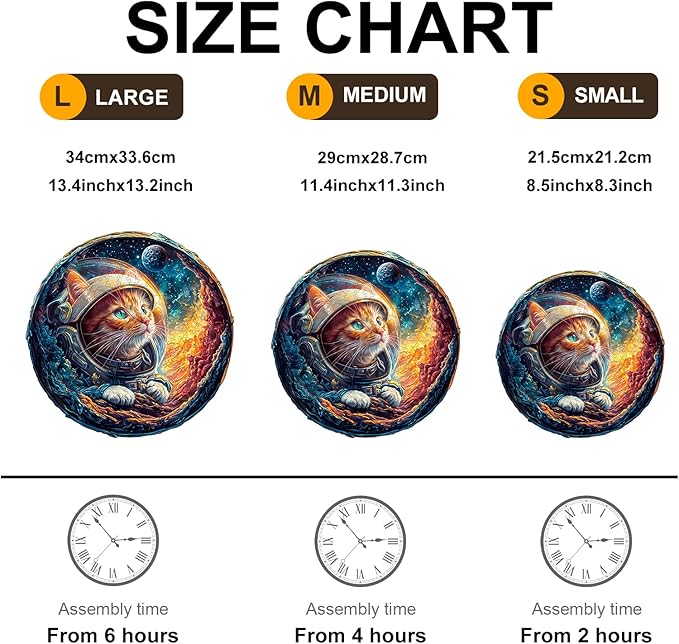 KAAYEE Wooden Puzzles for Adults, 3D Space Cat 100 Piece Unique Animal Shape Puzzle, Cat Wood Puzzle for Adults, Creative Gifts for Friends/Family, Home Decor(8.5 * 8.3in)