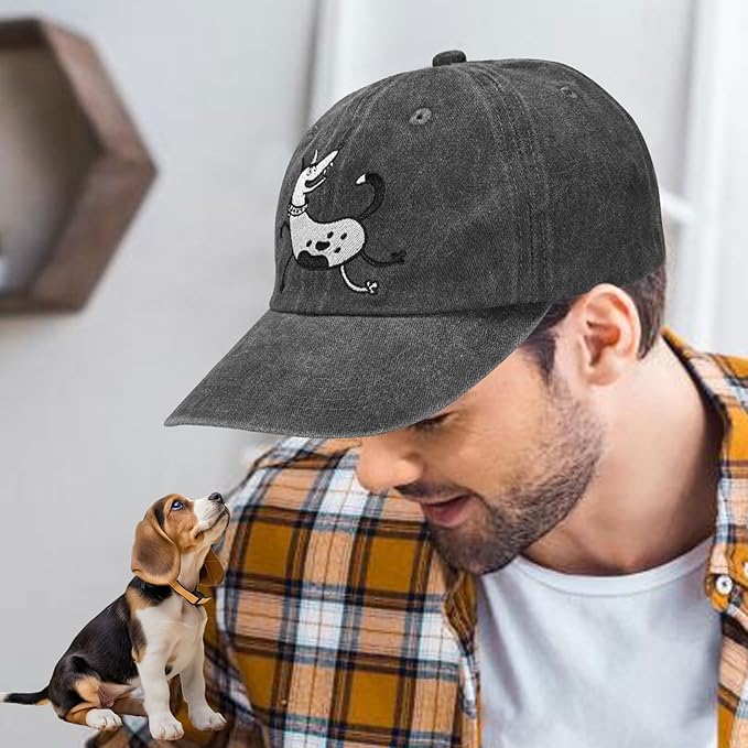 Embroidered Funny Dog Hat for Men Women Adjustable Vintage Cat Baseball Cap Gifts for Pet Lover