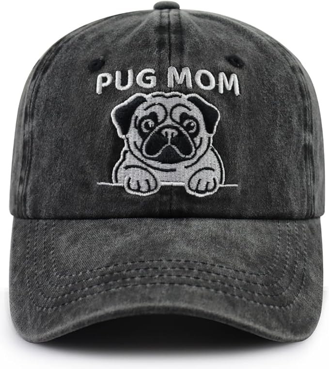 Dog Lover Hat for Men Women, Funny Adjustable Embroidered Cotton Pug Mom and Dad Baseball Cap