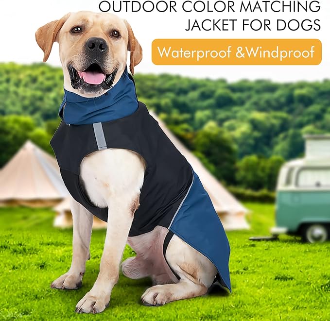 Windproof Dog Winter Jackets - Outdoor Coats with Waterproof Protection, Cold Weather Coats for Dogs, Leash Hole, by XL