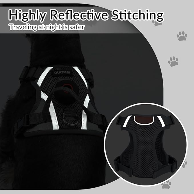 Harness and Leash Set with AirTag Holder for Large Cat Small Dog, Upgraded Escape Proof Vest with Lead for Puppy Outdoor Walking，Soft Breathable Mesh Coat with Reflective Strip (Grey, XL)