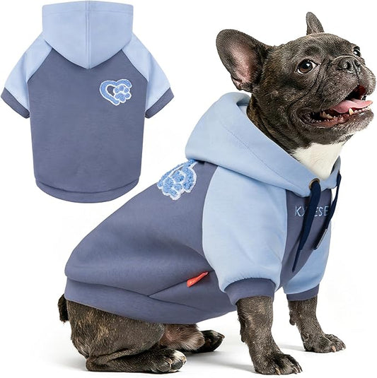 KYEESE Dog Hoodie Stretchy Pet Sweatshirt with Drawstring Soft Dog Clothes for Small Dogs Dogs Winter Coat for Cold Weather Warm Pet Clothes Comfort Cat Sweater Cat Coat with Leash Hole