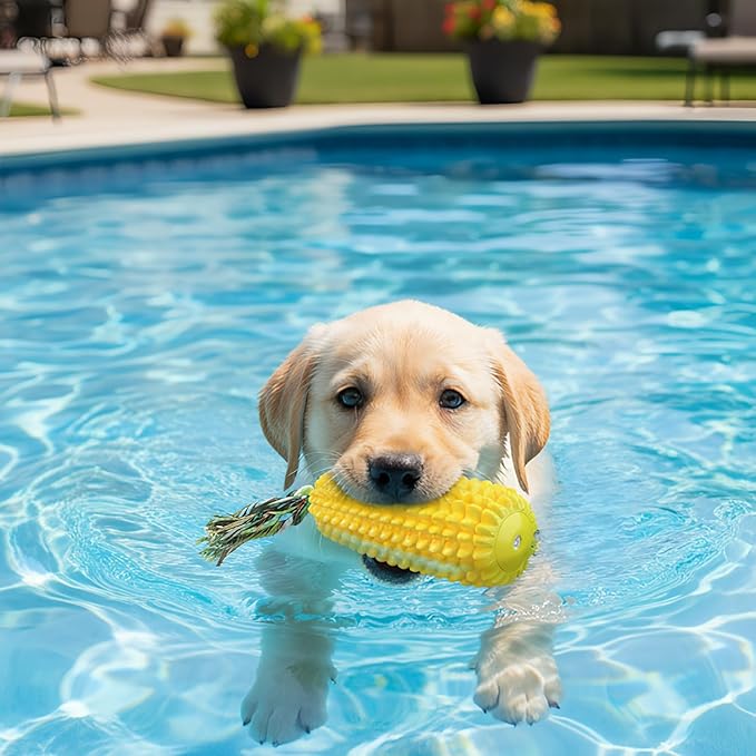 Corn Shape Dog Chew Toy for Small to Medium Dogs – Puppy Teething Toys with Squeaker; Tree Stump Chew Toy for Medium to Large Dogs – Design with Frozen Treat Molds & Peanut Butter Grooves