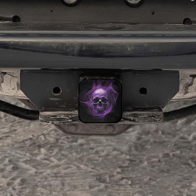 Swono Purple Skull Rubber Hitch Covers Halloween Sugar Skull Smoke Black Trailer Hitch Tube Cover,Hitch Covers Plug Cap Compatible with Most Auto Cars Trucks for 2 Inch Receivers