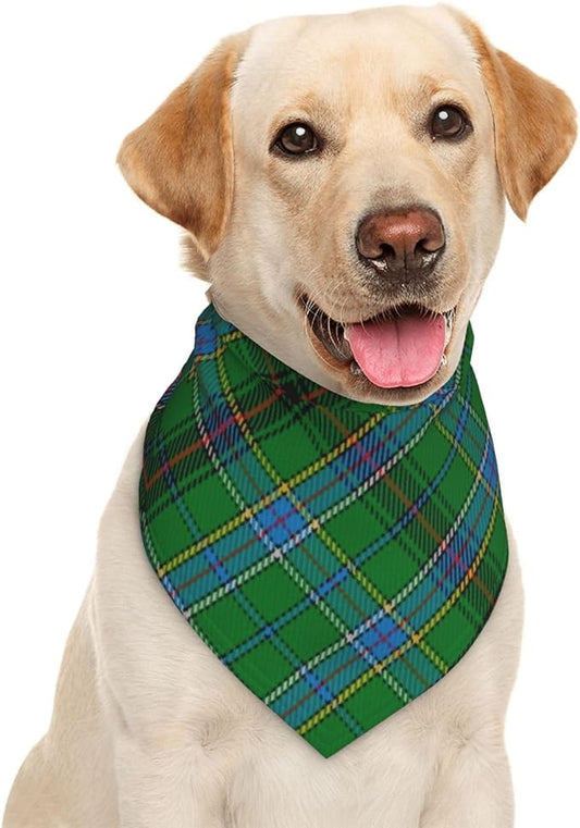 Scots Style Tartan Plaid Teal Dog Bandana Scarf Triangle Bibs Pet Accessories Cat Kerchief