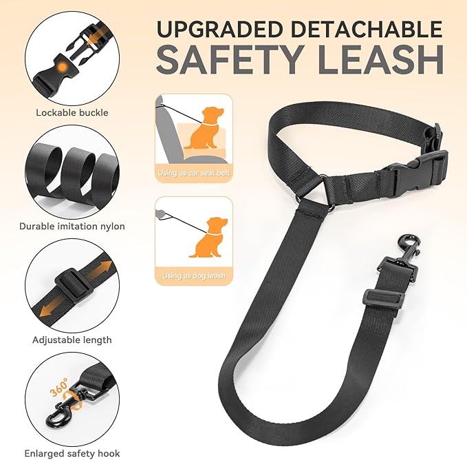 PETSFIT Dog Car Seats for Small Dogs, Soft Foam Dog Booster Seat with Patented Safety Buckles, Storage Pockets and Detachable Clip-On Safety Leash, Dog Car Seat for Medium Dogs 30 LBS (Black)