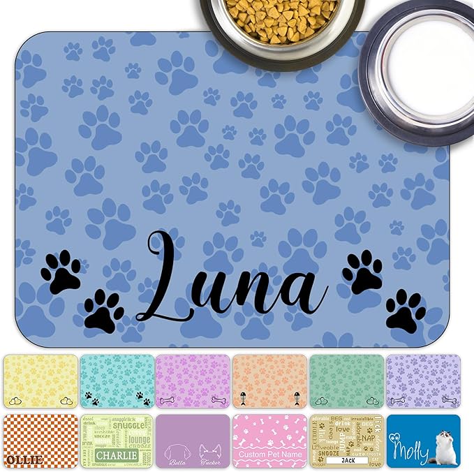 Personalized Dog Cat Food Mat Non-Slip Custom Dog Feed Placemat Water Absorbent Customized PU Mats for Pet Food and Water-Style2