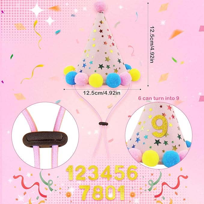 FunMular Dog Birthday Party Supplies Pink Dog Birthday Hat with Numbers Bandana Bow Tie Banner and Tutu Skirt for Small Medium Dogs Pets