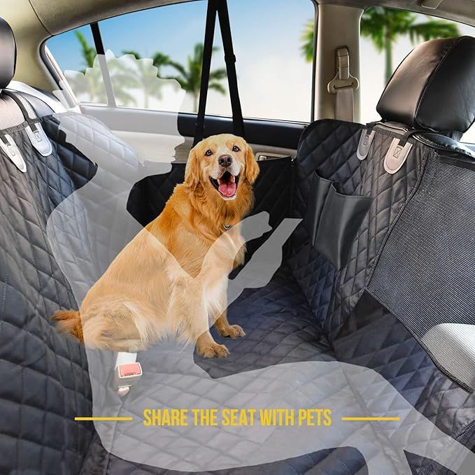 Vailge X-Large Dog Car Hammock, 100% Waterproof with Mesh Window, Scratch Prevent Anti-Slip Car Seat Covers for Back Seat