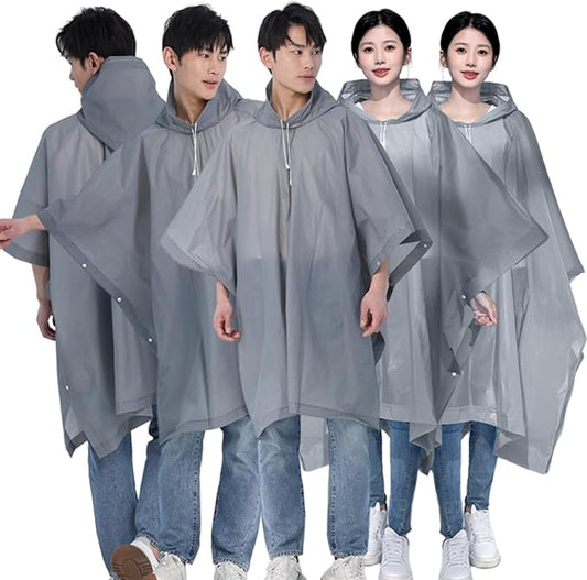 Rain Poncho Raincoats for Adults Reusable - 2-5 Pack EVA Waterproof Rain Coat with Hood, Rain Gear for Women Men