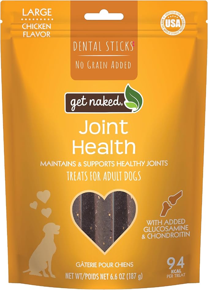 Get Naked Grain Free 1 Pouch 6.6 Oz Joint Health Dental Chew Sticks, Large