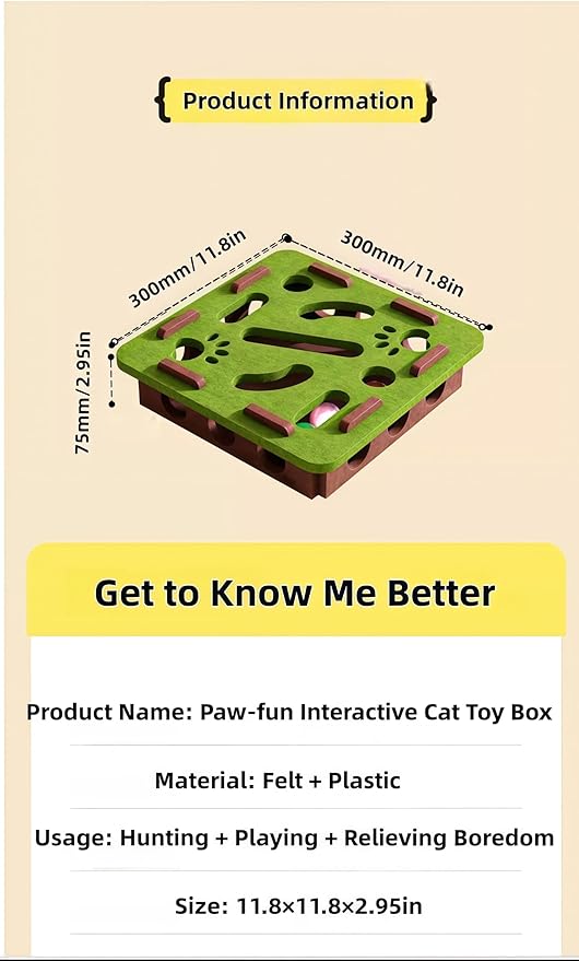Interactive Cat Scratch Box with Nail File & Slow Feeder - Puzzle Enrichment Toy for Indoor Cats Mental Stimulation