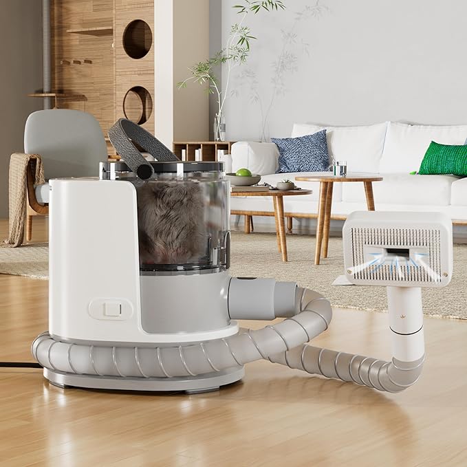 FOTING 5-in-1 Dog Grooming Vacuum, 12000Pa Dog Clippers & Shedding Brush Grooming Cleaning Tools Pet Grooming Vacuum, 2 Suction Levels Shedding Pet Hair Home Cleaning