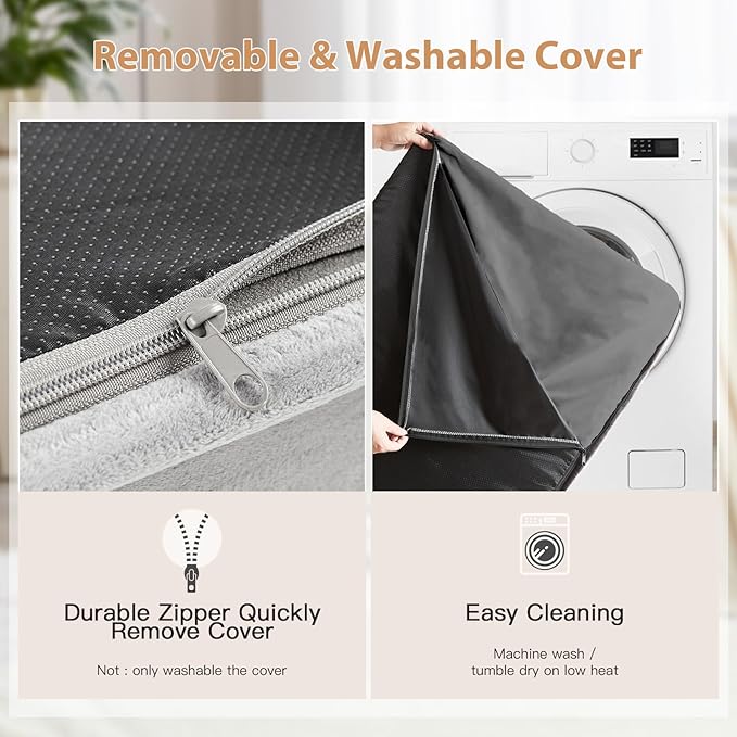 WNPETHOME Orthopedic Big Dog Beds Large Sized Dog, Waterproof Extra Large Dogs Bed with Removable Washable Cover, Multi-Needle Quilting Dogs Crate Bed