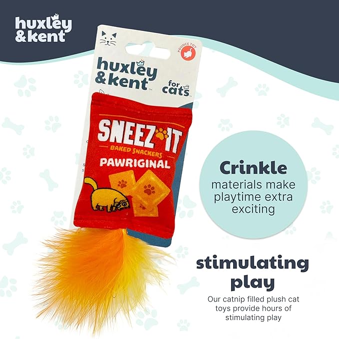 Huxley & Kent Plush Cat Toy - Interactive Catnip Toy for Cats & Kittens - Soft with Crinkle & Catnip - Fun Indoor Play - Sneez-It