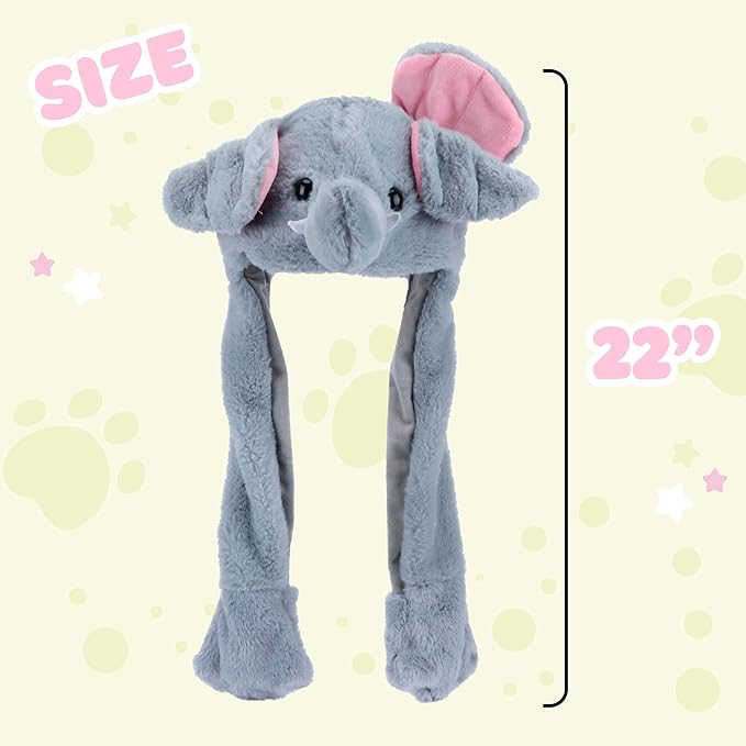 Animal Hat with Ears Moving Jumping Pop Up Beating Hat Plush Holiday Cosplay Dress Up Funny Gift for Kids