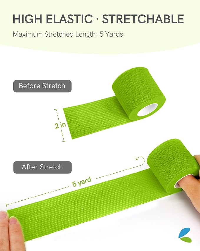 FriCARE Self Adhesive Bandage Wrap, Medical Tape in First Aid Kit, Cohesive Bandages for Wounds Sport Vet, 2 inches X 5 Yards 6 Rolls, Jubilee Spark